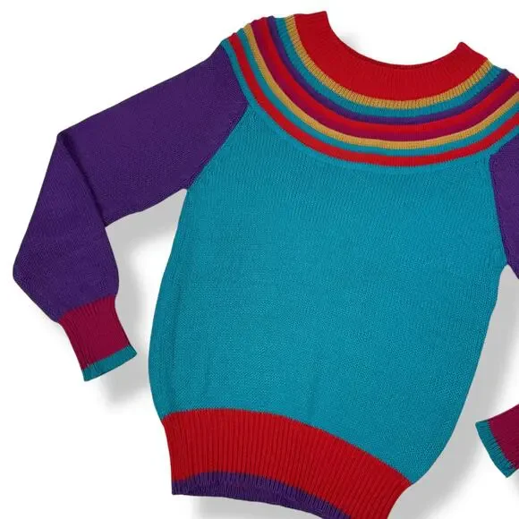❌SOLD❌1970's QUEENS WAY TO FASHION rainbow knit sweater made in Korea - Picture 11 of 17